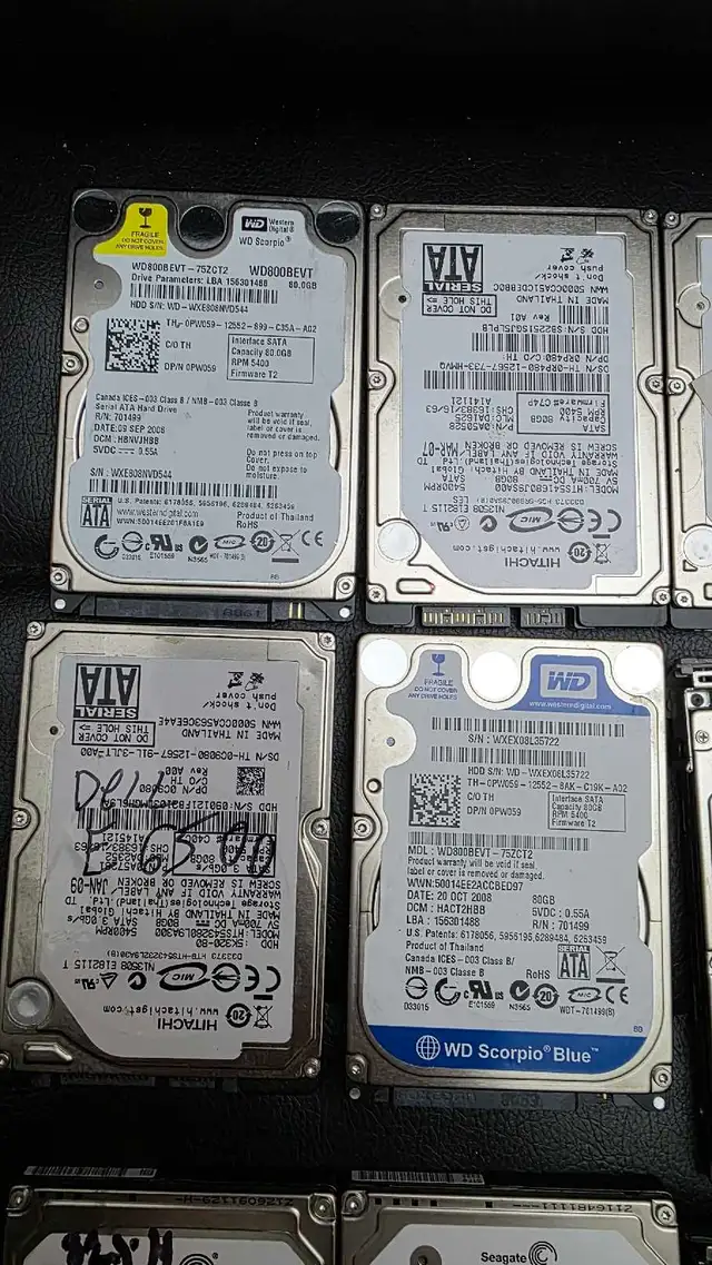 11  Laptops hard drives 2.5" /80GB/ 100% health in System Components in Hamilton - Image 6