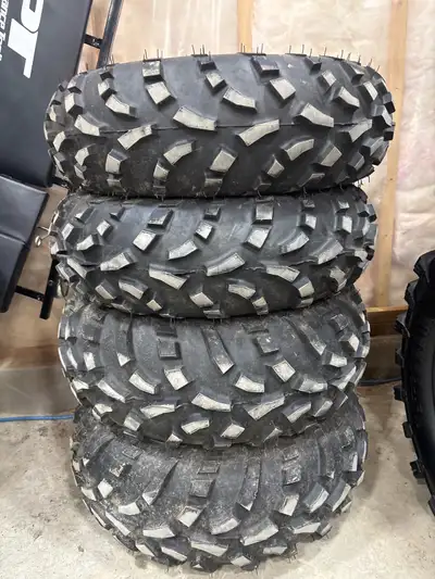 Brand new set of 4 on steel 12 inch rims off a 2025 Polaris sportsman 570. Tires are two 25x8x12 and...
