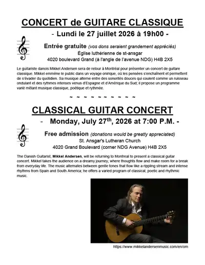 Le guitariste danois Mikkel Andersen sera de retour à Montréal pour présenter un concert de guitare...
