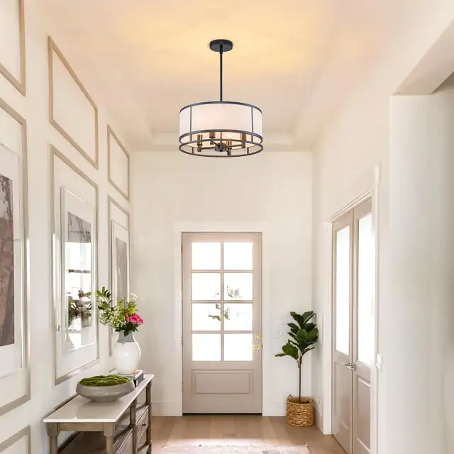 15.7" Modern Drum Chandelier for Dining Room, Kitchen, Entryway, in Indoor Lighting & Fans in Oshawa / Durham Region - Image 4