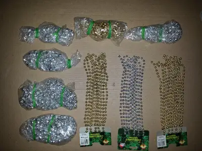 Silver and Gold Bead Garlands : long strands : Never used :NEW :, View more