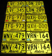 Vntg Alberta License Plates 1979-84 Black on Yellow 6PR 12 Lot
