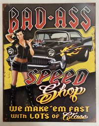 Bad Ass Speed Shop 57 Chevy Metal Sign