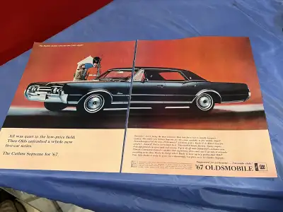 1967 Oldsmobile Cutlass Supreme Original 2 Page Ad, View more