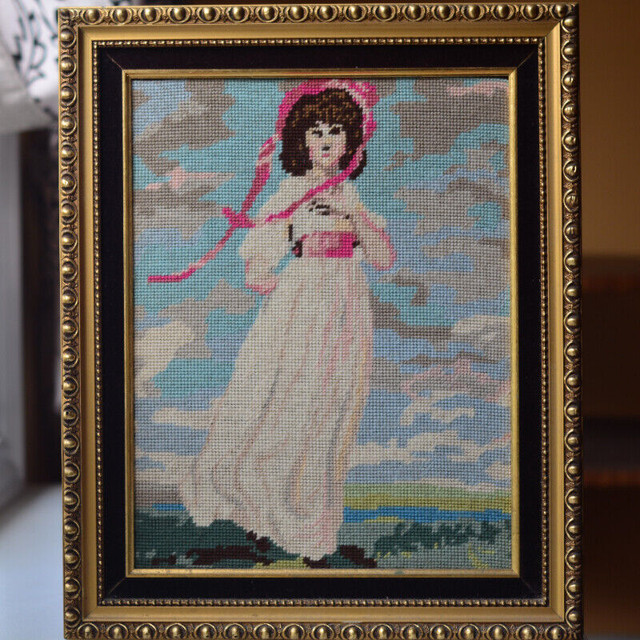 Needlepoint Cross Stitch Point de Croix Pinkie Portrait Picture dans Art et objets de collection  à Ouest de l’Île - Image 2