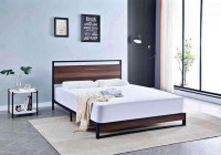 Low Profile Platform Bed with Headboard-Double Size