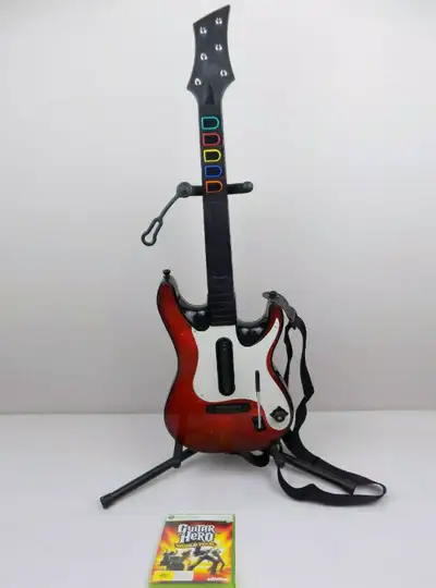 Xbox 360 Guitar Hero Wireless Red Octane Guitar Controller + Game Good condition and works great Con...