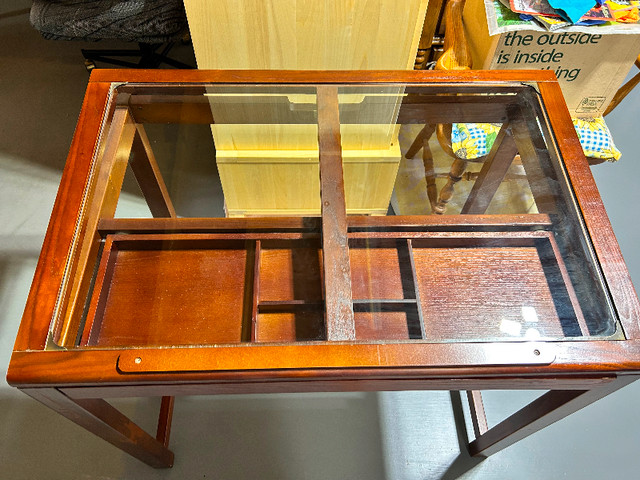 Glasstop student desk, adjustable for writing, or drawing, Brown in Desks in Norfolk County