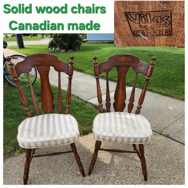 2 Solid wood dining chairs, Cdn made62863285298307124