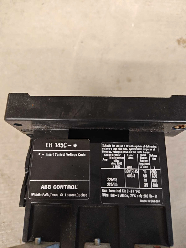 ABB CONTACTOR EH 145 3P 230A 600V in Other Business & Industrial in Markham / York Region - Image 4