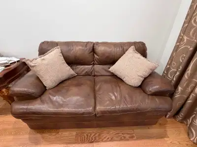 Brown Leather Loveseat Sofas – Set of 2 – $300 for Both, View more
