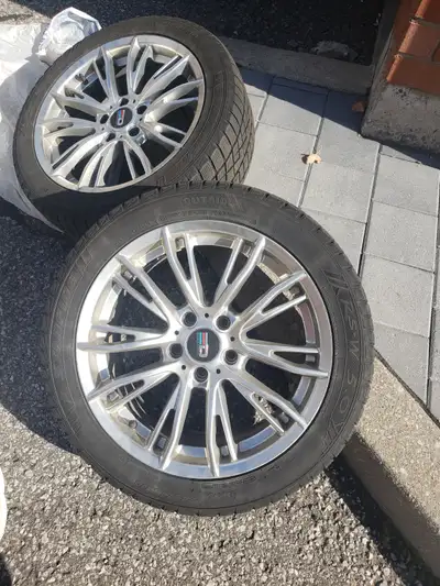 4 Winter Tires on alloy Rims for Sale 245/45R18, bolt pattern 5x114.3 ET35 universal mounting. It wa...