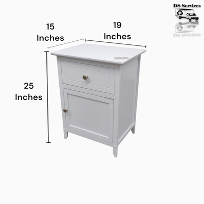 White Nightstand Bedside Table Cabinet End Stool Storage K8660, View more