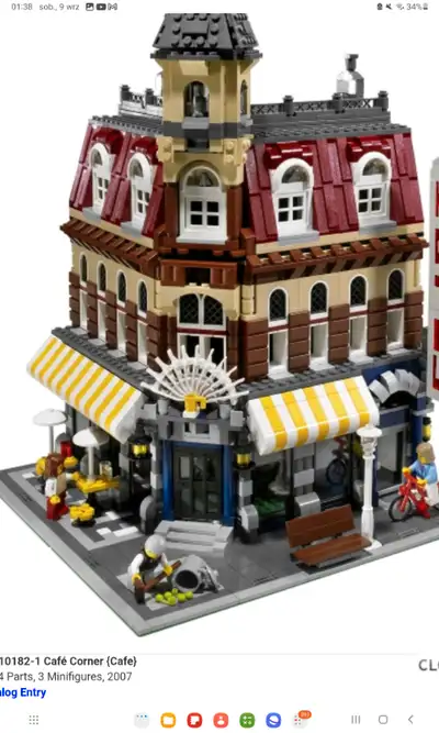 Lego Modular Cafe Corner ( White Panel 1 x 2 x 3 - Hollow Studs ) 20 bricks only