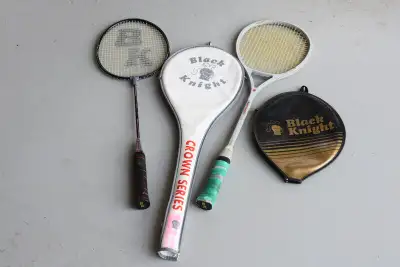 All rackets are graphite, Wilson-sting midsize, Dunlop-tactical series, one Black Knight Squash and...