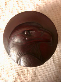 Boma carved Eagle head with Wheat on sides Spirit Box