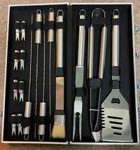 BRAND NEW 16 pc Stainless Steel BBQ Tool Set with Carrying Case