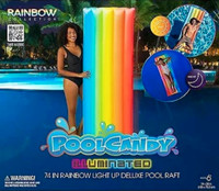 PoolCandy Illuminated 74 in Rainbow Light Up Deluxe Pool Raft