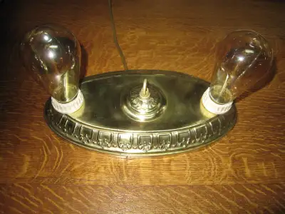 VINTAGE ANTIQUE FLUSH MOUNT BRASS CEILING LIGHT FIXTURE, View more