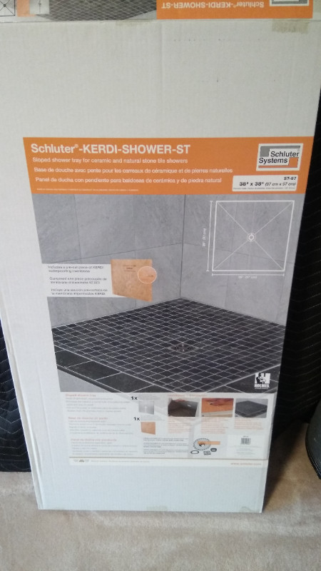 Shower Schluter Kerdi 38" x 38" Shower Tray Center Drain include in Plumbing, Sinks, Toilets & Showers in Campbell River