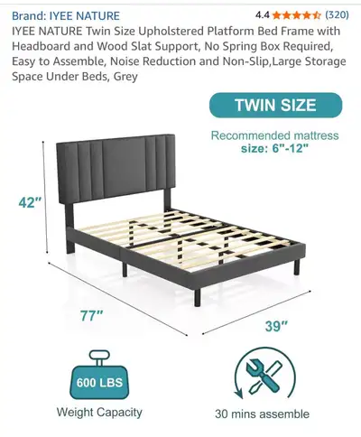 IKEA bed frame + mattress, View more