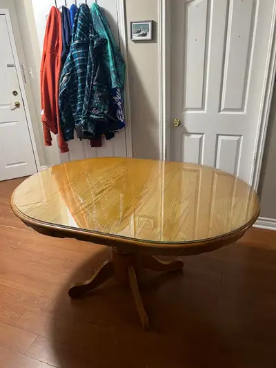 Glass top wooden table, View more