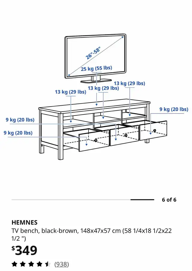 IKEA Hemnes TV Bench Black/brown (retail price 349) in TV Tables & Entertainment Units in City of Toronto - Image 9