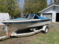16ft fibreglass boat with a 90 hp Evinrude 