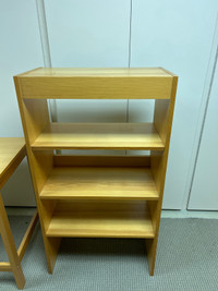 Table and bookcase