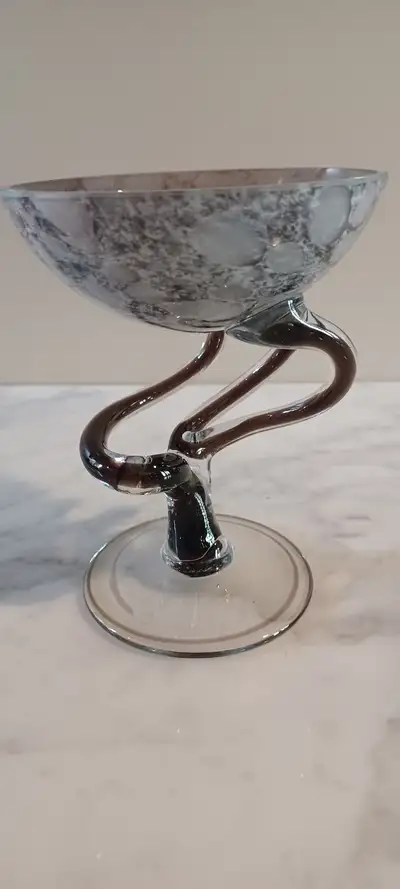 Unique Handmade Hand-blown Glass Candle Holder 5"H x 4"W, View more