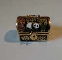 Vintage Cloisonné Brass Thimble with Enameled Panda Bears