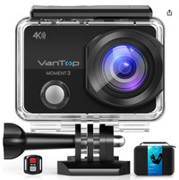 GoPro like Camera w/ Case (Van Top Moment 3 4K Action Camera)