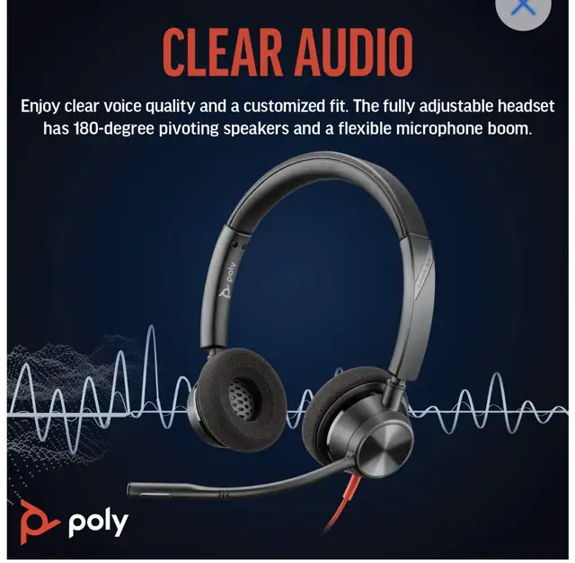 Poly Blackwire 3320 Wired Headset (Plantronics)  in Speakers, Headsets & Mics in Markham / York Region - Image 6