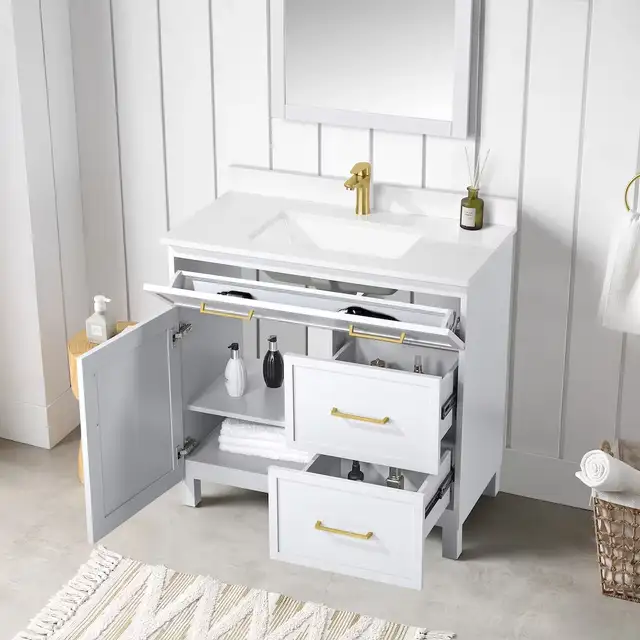 36” Bathroom Vanity Grey with Engineered Marble Top – BOXED NEW in Cabinets & Countertops in Oakville / Halton Region - Image 5