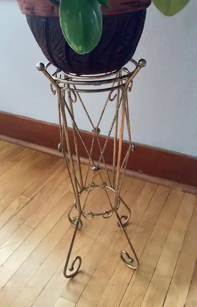 Vintage Brass Plant Stand – Decorative Metal Plant Holder, View more