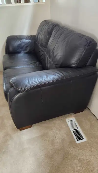 Genuine leather love seat, View more