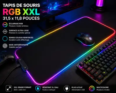 Tapis de souris RGB XXL, View more