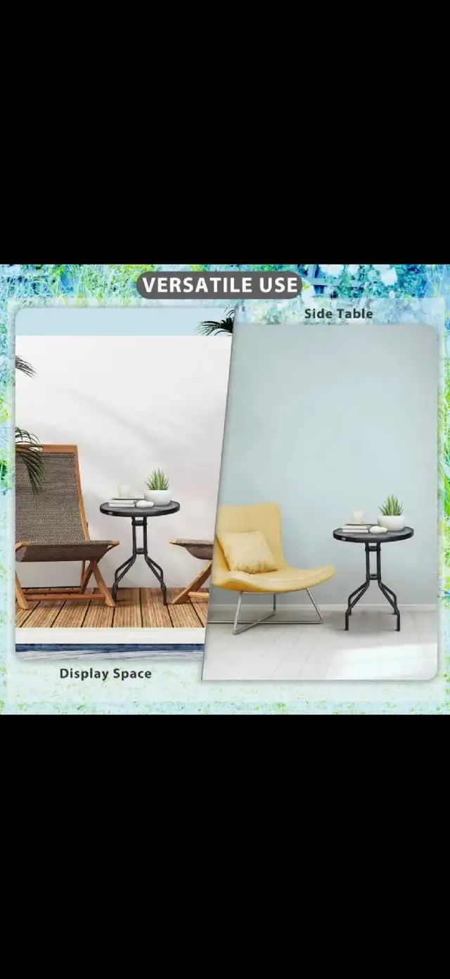 24"Patio Table Round Tempered Glass Top Outdoor Dining Steel Fra in Patio & Garden Furniture in Markham / York Region - Image 6