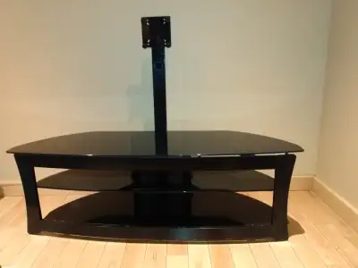 Tempered glass Black TV glass with holder for large tv's
