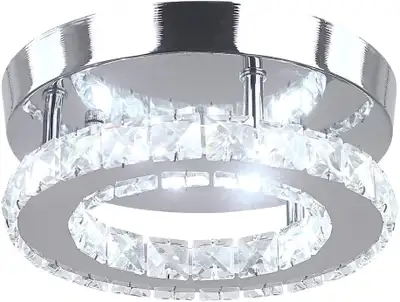 HOPGGIE Modern Crystal Chandelier LED Flush Mount Pendant Light, View more