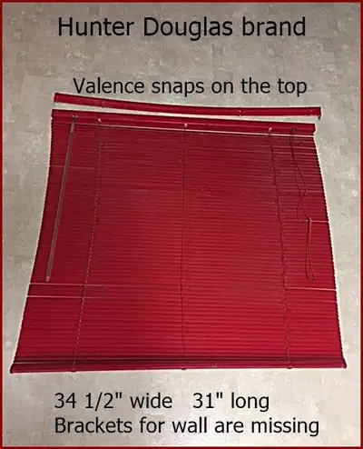 Hunter Douglas Mini Blinds, Red, 34.5"wide, 31"long, View more