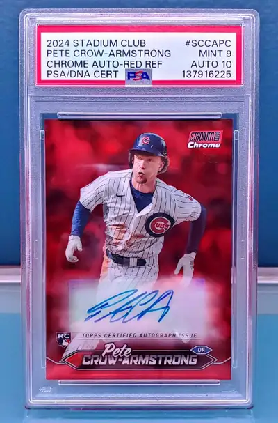 Pete Crow-Armstrong 24 Stadium Club Red Ref RC Auto/50 PSA 9, View more
