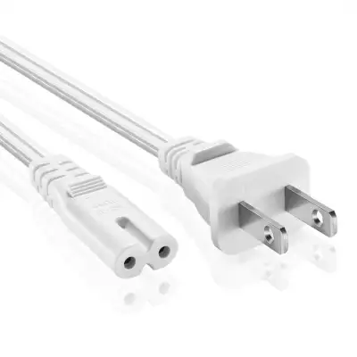 New 2 Prong Cable Led Lcd Smart Tv Vizio Samsung Sony AC Wall Power Cord White 12 Ft PS4 Apple TV