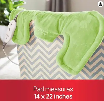Sunbeam Renue Heat Wrap, Tension Relief Electric Heating Pad, Spa Green - with 4 Heat Settings Movin...