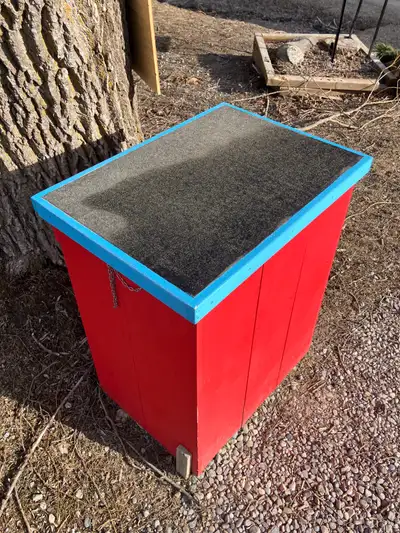 This little insulated egg road-stand is heated in winter with warm water bottle and cooled with ice...