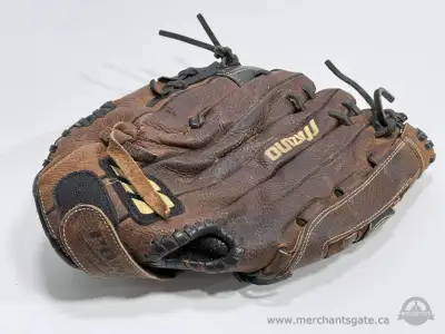Mizuno Prospect youth baseball glove made from brown leather with black lacing and stitched accents....