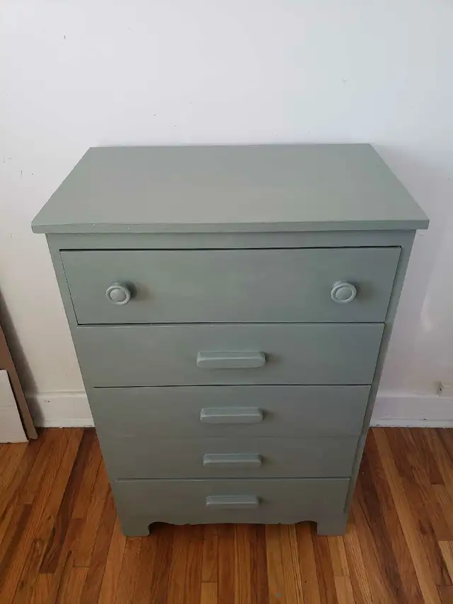 Refinished Solid Wood Muted Sage Vintage Tallboy in Dressers & Wardrobes in Kingston - Image 5