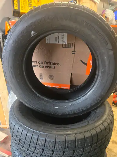 Set of four winter tires. Firestone Weathergrip. 7-8/32. Dot 0621. No patches or holes. $300.