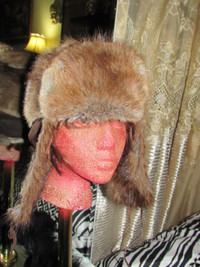 Rare unique vintage mink fur full cover pilot Russia hat