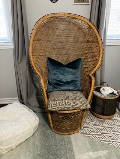 Vintage Peacock rattan chair, handmade, excellent condition. If the ad is still up, the chair is ava...
